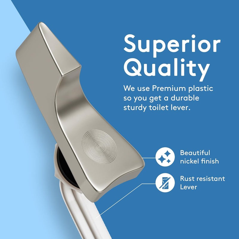 RAVINE Toilet Handle Replacement- American Standard Toilet Flush Handle with Elegant Design, Durable Toilet Flush Lever Front Mount - Easy to Install Toilet Bowl Handle Replacement (Nickel) - Image 3
